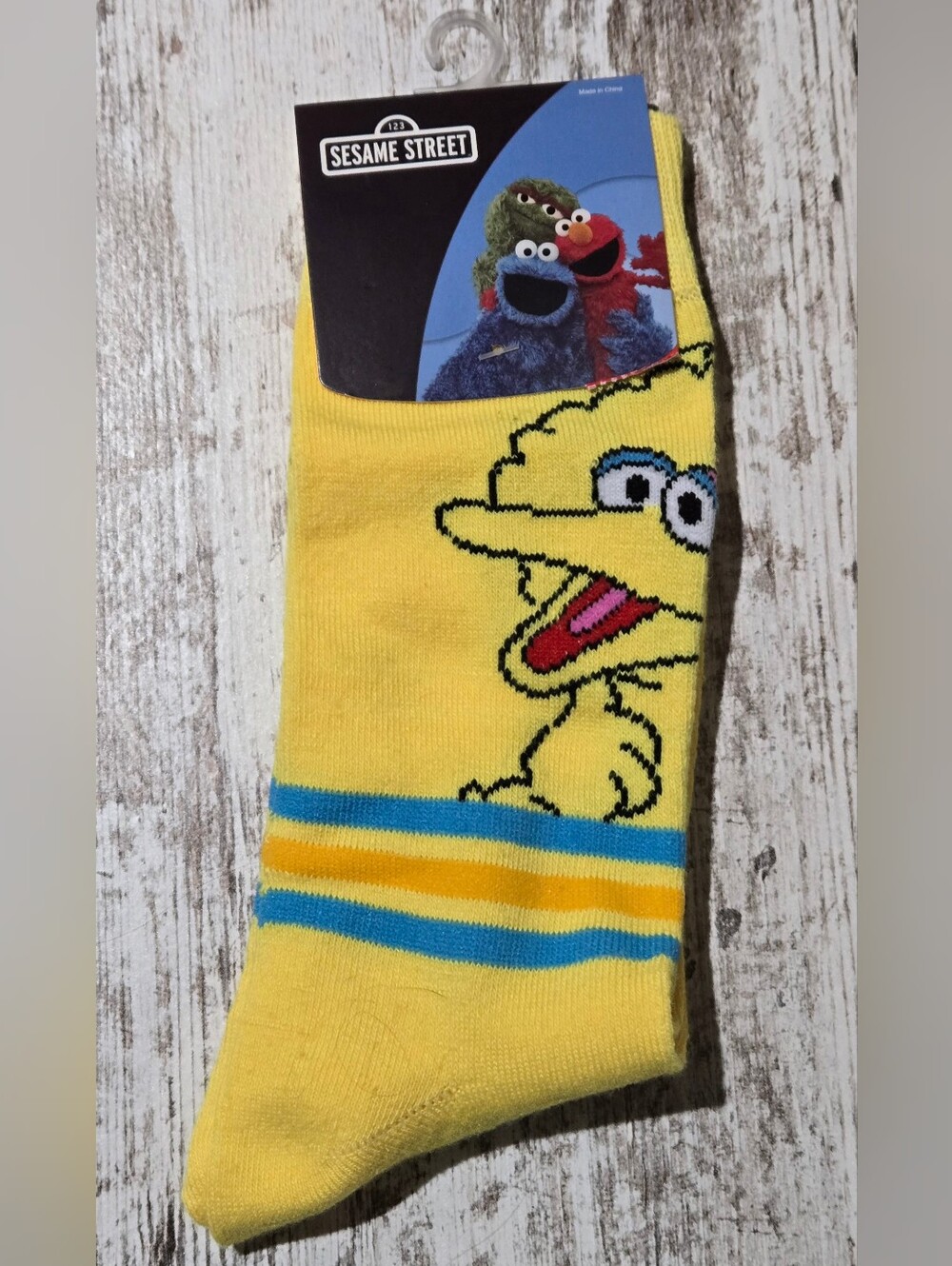 Sesame Street Yellow Big Bird Crew Socks Sock Size 10-13